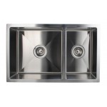 Stainless Steel Handmade Round Corners Double Bowls Top / Undermount / Flush Mount Kitchen Sink 715x450x200mm